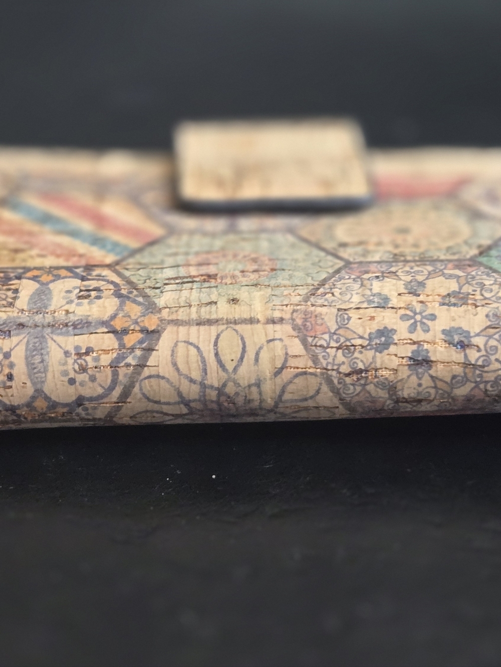 Miss You Hexagon Pattern Portuguese Cork Wallet Boho Neutral & Multicolor - Picture 3 of 9